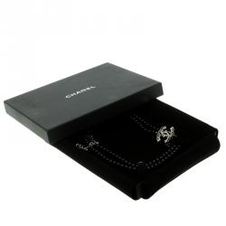 مملوكة مسبقًا Chanel CC Black Beads Crystal Silver Tone Sautoir Necklace
