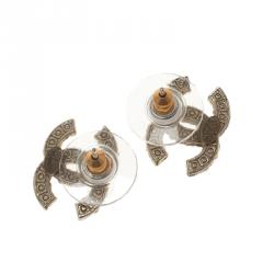 Pre Owned Chanel CC Faux Pearl Gold Tone Stud Earrings