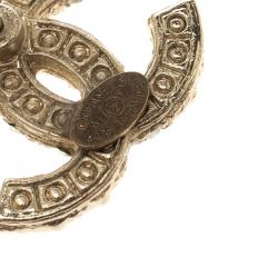 Pre Owned Chanel CC Faux Pearl Gold Tone Stud Earrings