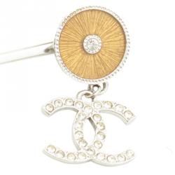 Pre Owned Chanel Silver-tone CC Crystal Embellished Hair Pin
