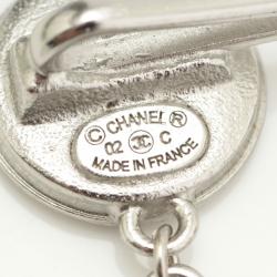 Pre Owned Chanel Silver-tone CC Crystal Embellished Hair Pin