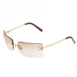Pre Owned Chanel Gold 4104 CC Rimless Sunglasses
