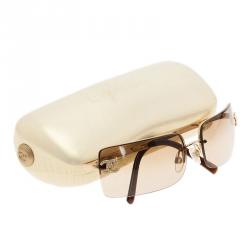 chanel rimless sunglasses cc gold