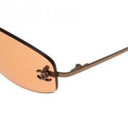 Pre Owned Chanel Brown 4002 Rimless CC Aviators