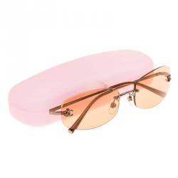 Pre Owned Chanel Brown 4002 Rimless CC Aviators