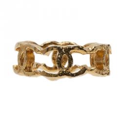 مملوكة مسبقًا Chanel CC Gold Tone Ring Size 53