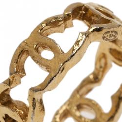 مملوكة مسبقًا Chanel CC Gold Tone Ring Size 53