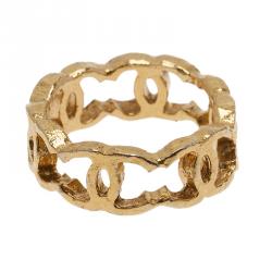 مملوكة مسبقًا Chanel CC Gold Tone Ring Size 53
