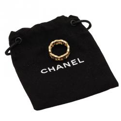 مملوكة مسبقًا Chanel CC Gold Tone Ring Size 53