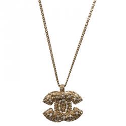 Pre Owned قلادة شانيل بدلاية شعار CC خرز