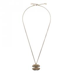 Pre Owned قلادة شانيل بدلاية شعار CC خرز