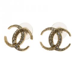 مملوكة مسبقًا حلق شانيل CC موون مرصع كريستال