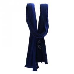 Pre Owned Chanel Blue Two Tone Cashmere Stole