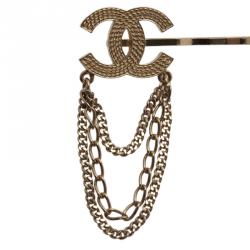 Pre Owned Chanel CC Chains Gold Tone Hair Pin