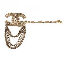 Pre Owned Chanel CC Chains Gold Tone Hair Pin