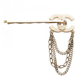 Pre Owned Chanel CC Chains Gold Tone Hair Pin