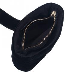 Pre Owned Chanel Black Quilted Velvet Phone Pouch
