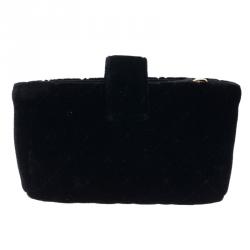 Pre Owned Chanel Black Quilted Velvet Phone Pouch