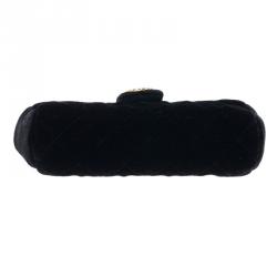 Pre Owned Chanel Black Quilted Velvet Phone Pouch