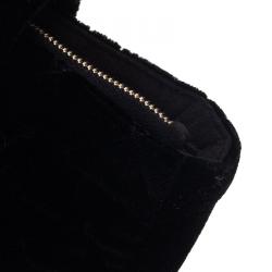Pre Owned Chanel Black Quilted Velvet Phone Pouch