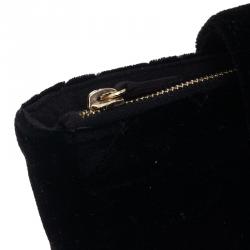 Pre Owned Chanel Black Quilted Velvet Phone Pouch