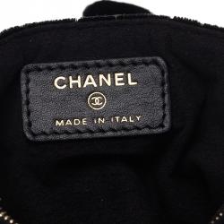 Pre Owned Chanel Black Quilted Velvet Phone Pouch