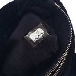 Pre Owned Chanel Black Quilted Velvet Phone Pouch