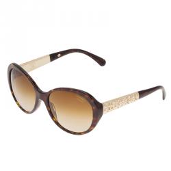 Pre Owned Chanel Tortoise Frame Bijoux Square Sunglasses