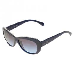 Pre Owned Chanel Blue 6038 Pearl Embellished Cat Eye Sunglasses