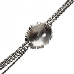 Pre Owned عقد شانيل حزام CC لؤلؤ صناعي وكريستال فضي اللون طول