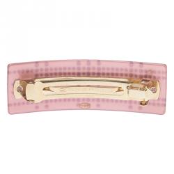Pre Owned Chanel CC Crystal Pink Resin Hairclip