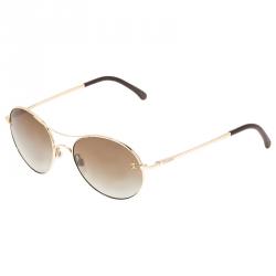 Pre Owned Chanel Gold 4190 Round Aviator Sunglasses