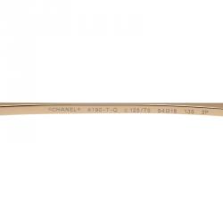 Pre Owned Chanel Gold 4190 Round Aviator Sunglasses