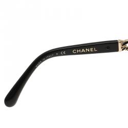 Chanel Black and Gold Chain Cat Eye Sunglasses 