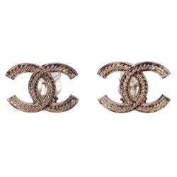 Chanel CC Rope Gold Tone Metal Large Earrings