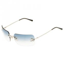 Pre Owned Chanel Black Embellished CC Rimless Sunglasses