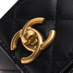 Chanel CC Turnlock Black Quilted Leather Cuff Bracelet