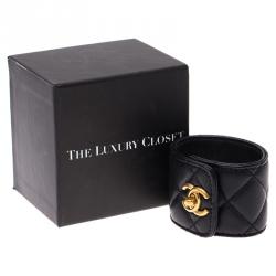 Chanel CC Turnlock Black Quilted Leather Cuff Bracelet