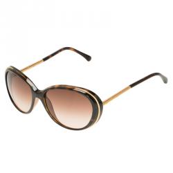 Pre Owned Chanel Tortoise and Gold 6037 Round Sunglasses