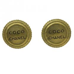 Pre Owned Chanel Coco Chanel Gold Tone Clip on Earrings