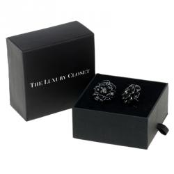 Pre Owned Chanel Black Camellia Stud Earrings