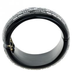 Chanel CC Crystals Black Resin Bangle Bracelet