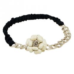 Pre Owned Chanel White Enamel Camellia Chain Headband