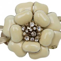 Pre Owned Chanel White Enamel Camellia Chain Headband