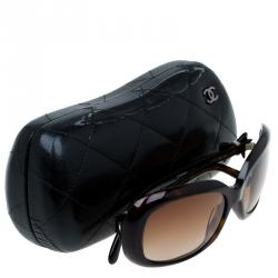 Pre Owned Chanel Tortoise 5170 CC Bow Rectangle Sunglasses