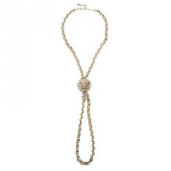مملوكة مسبقًا Chanel CC and Lion Head Faux Pearl and Crystals Necklace