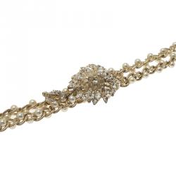 مملوكة مسبقًا Chanel CC and Lion Head Faux Pearl and Crystals Necklace