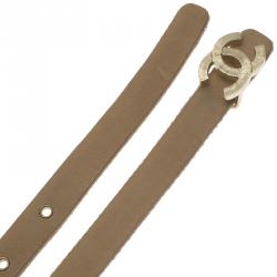 Pre Owned Chanel Blush Pink Satin CC Buckle Waist Belt 75CM