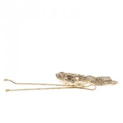 Pre Owned Chanel CC Camellia Enamel Gold Tone Hair Pin