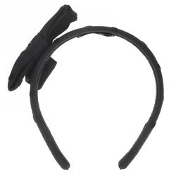 Pre Owned Chanel CC Black Polka Dot Bow Headband